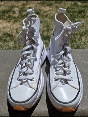 Converse White High-Top Canvas Sneakers with Gum Outsole